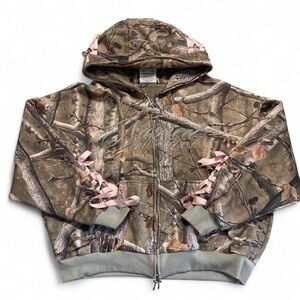 Realtree Camo Zip Hoodie with Pink Ribbon Accents